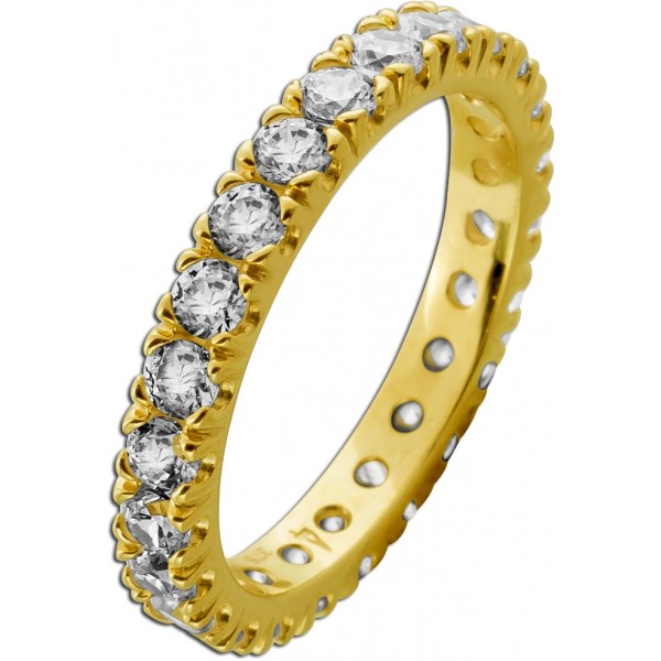 Memoire Ring Gelbgold 333 8 Karat weiße Zirkonia Steine 