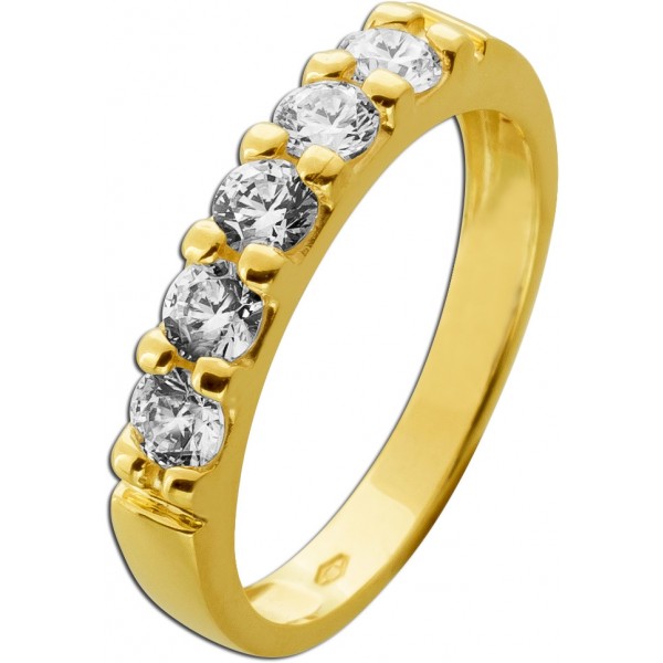 Memoire Ring Gelbgold 333 8 Karat weiße Zirkonia Steine 