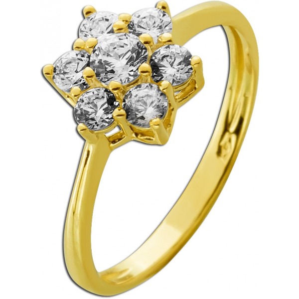 Goldring Gelbgold 333 8 Karat weiße Zirkonia Steine 