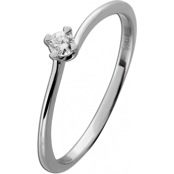 Verlobungsring Platin 950 Solitär Brillant 0.10ct TW SI