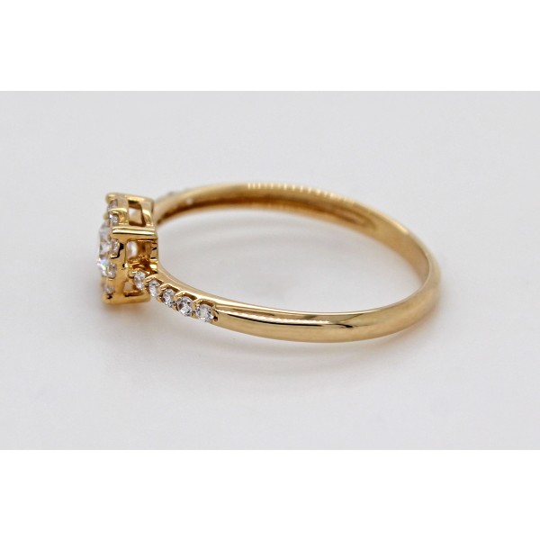 Damenring Gelbgold 333 8 Karat weiße Zirkonia Brillantlook