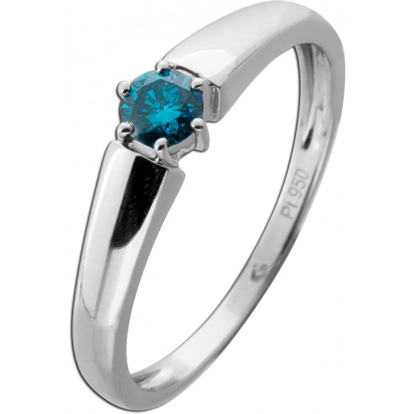 Brillantring Platin 950 blauer Diamant 0.25ct Verlobungsring