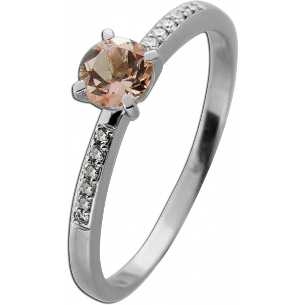 Morganit Ring Platin 950 rosa Edelstein Diamanten 0.07ct 