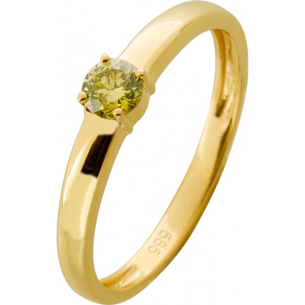 Solitärring Gold 585 14K gelber Diamant 0.25ct Verlobungsring