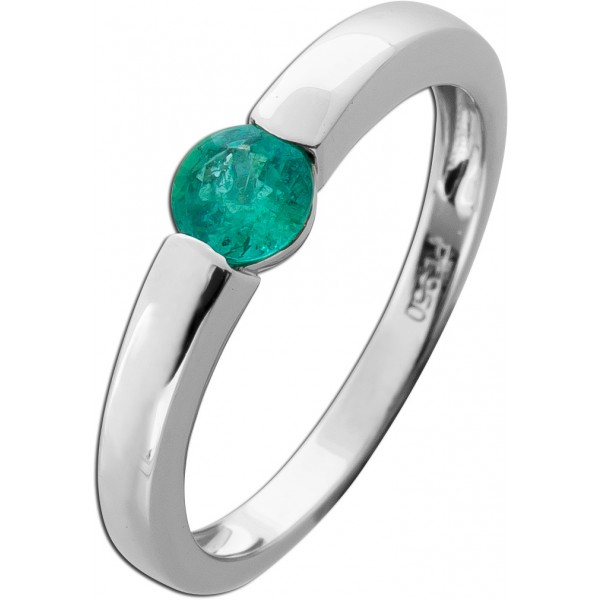 Smaragd Ring Platin 950 gruener Solitär Edelstein 0.55ct