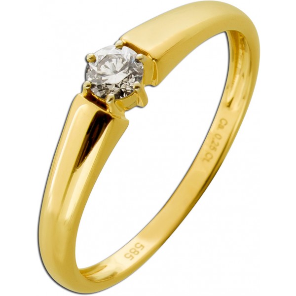 Verlobungsring Gold 585 14 Karat Champagner Brillant 0.25ct  