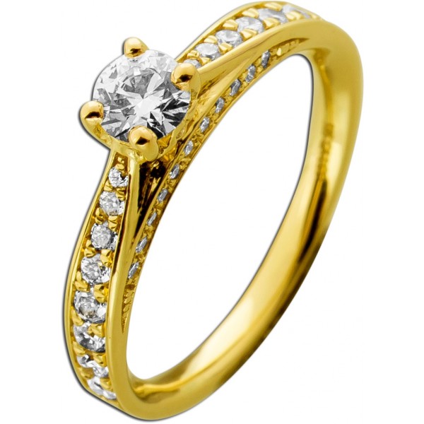 Brillantring 0.75ct Gold 585 14K Lab Grown Brillanten Diamanten IGI