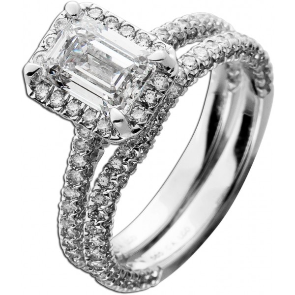 Diamantring Set 3.0ct Weissgold 585 14L Lab Grown Brillanten Vorsteckring IGI