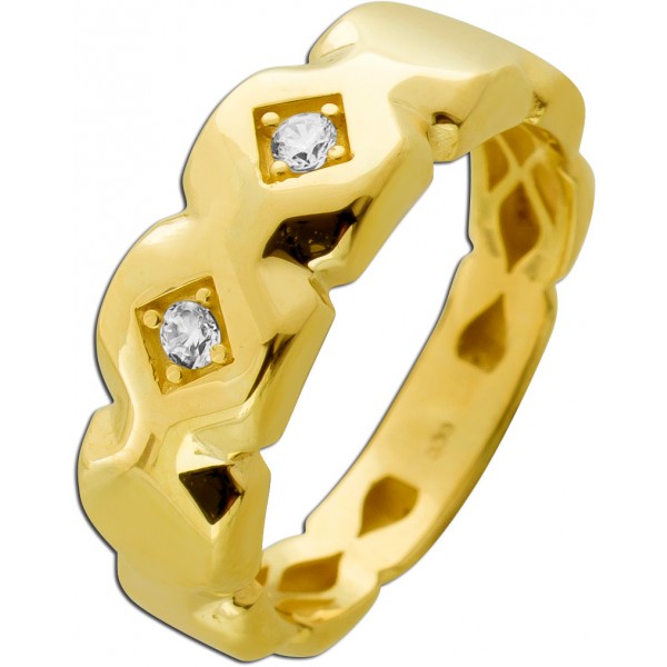 Ring Gold 333 8 Karat weiße Zirkonia Steine