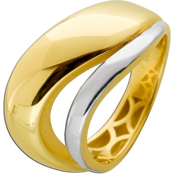 Bicolor Ring Gold Weißgold 585 14 K Endlos Yin Yang Endless