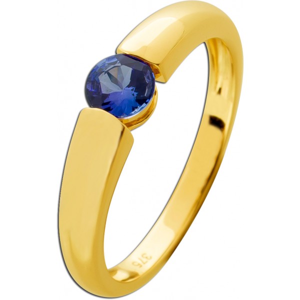 Tansanit Ring Gold 375 9K lila Natur Edelstein 0.55ct