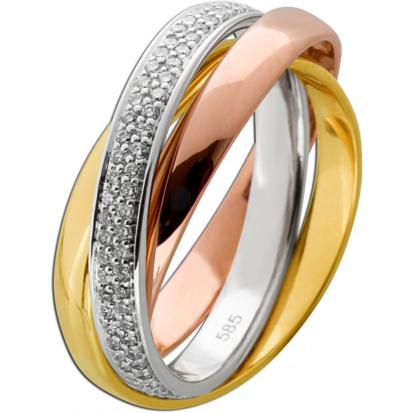 Trinity Brillantring Gelbgold Weißgold Rosegold 585 14K Natur Diamanten 0.60ct
