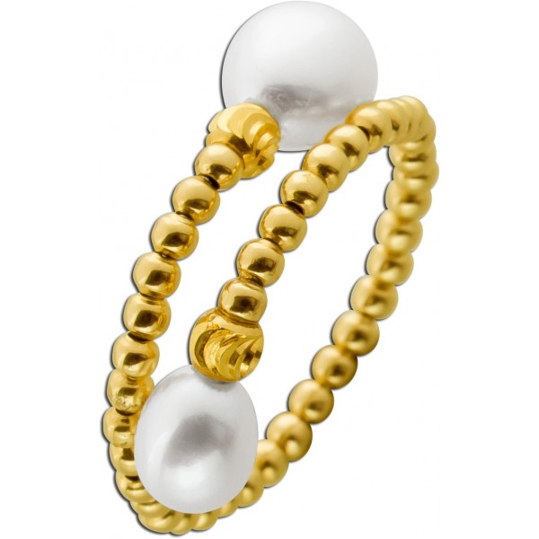Perlenring Gold 585 14K Süßwasserzuchtperlen flexibel
