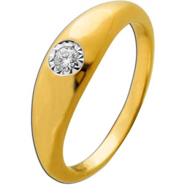 Solitär Ring Gold 375 9 Karat Lab Grown Diamant 0.07ct
