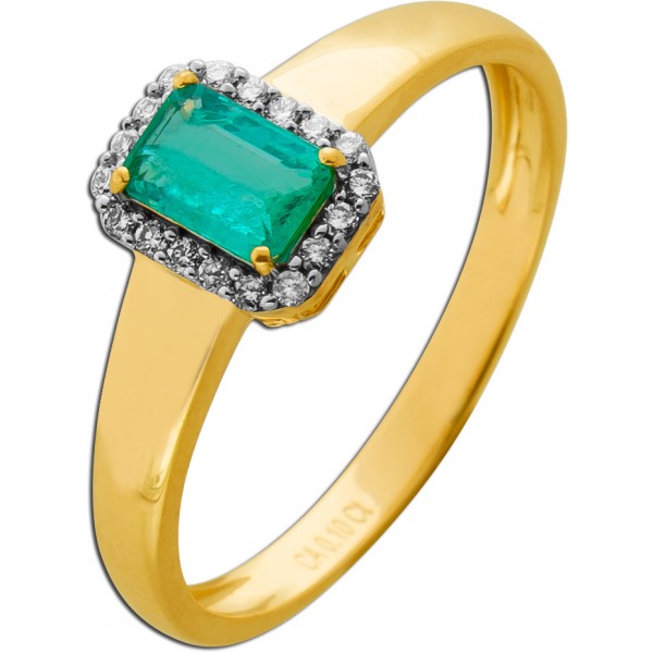 Smaragd Ring Gold 333 8K nat. Sambia Smaragd 0.55ct Natur Diamanten