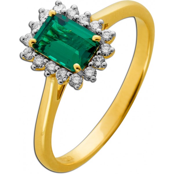Smaragd Ring Gold 333 8K Lab Grown Smaragd 1.25ct Lab Grown Diamanten