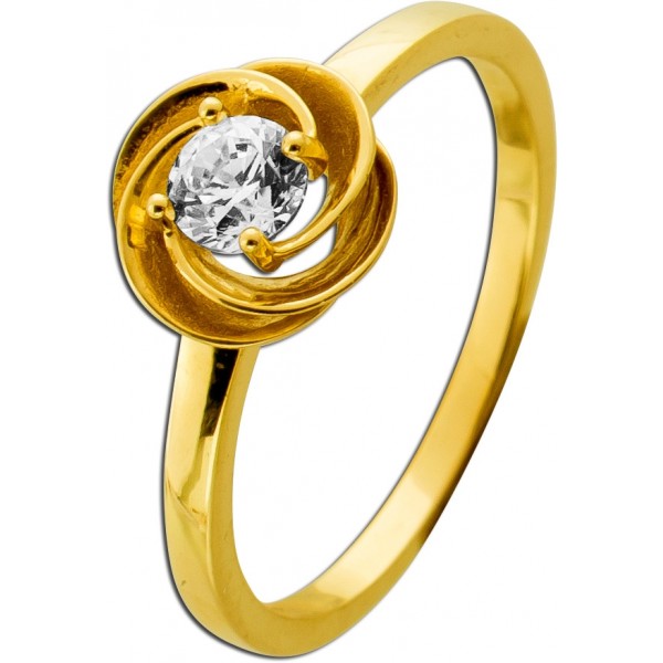 Knoten Endlos Ring Gold 333 8K weißer Zirkonia 