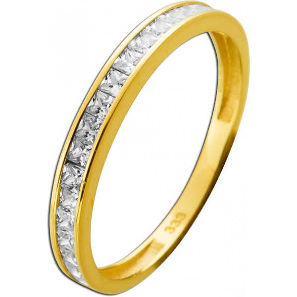 Memoire Ring Gold 333 8K weiße Zirkonia Steine