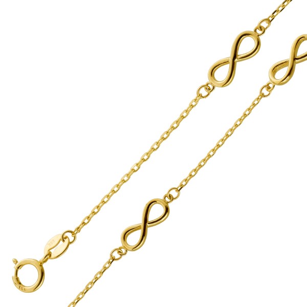 Infinity Ankerketten Armband Unendlichkeitszeichen Gelbgold 333