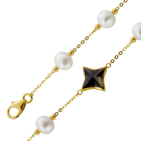 Perlmutt Armband Gelbgold 585 6 Suesswasser Zuchtperlen