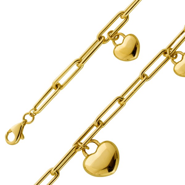 Paperclip Herz Armband Gelbgold 585 14 Karat