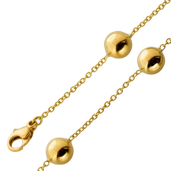 Ankerketten Armband Gold 375 9 Karat Kugelelemente 8mm