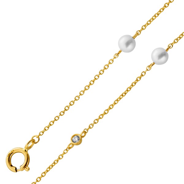 Brillant Armband Gold 585  14K Natur Diamanten Süßwasser Zuchtperlen