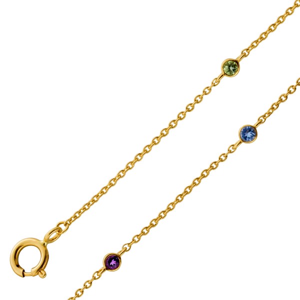 Amethyst Armband Gold 585 14K Nat Citrin Peridot Blautopas 0.16ct.