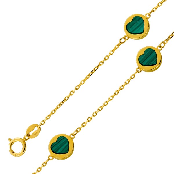 Malachit Herz Armband Gold 333 8K grüne Malachit Edelsteine