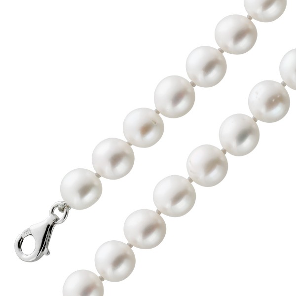 Süßwasserperlenkette fast ganz runde Perlen weiß-rose Top Lustre Perlenschmuck