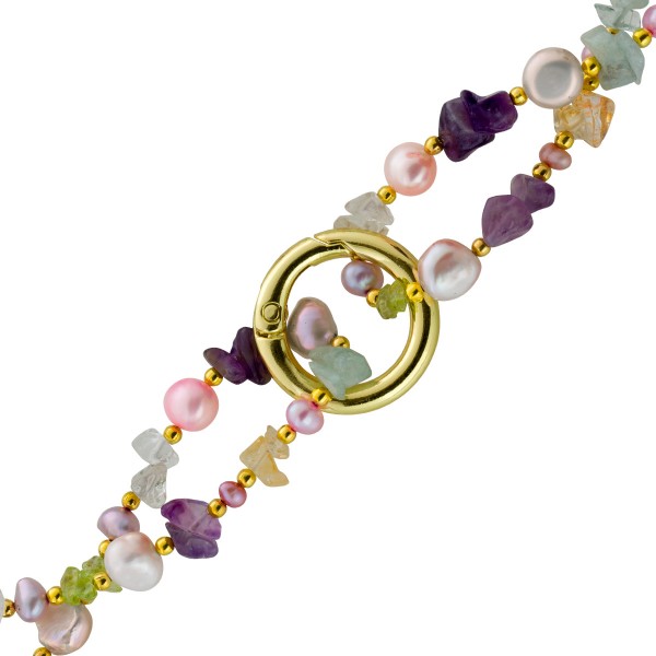 Perlenkette Edelsteinkette Peridot Amethyst Citrin Aquamarin Bergkristall 88cm 