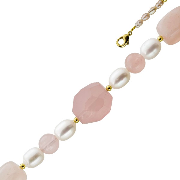 Perlenkette Süßwasserperlen rosa Natur Rosenquarz Edelsteine