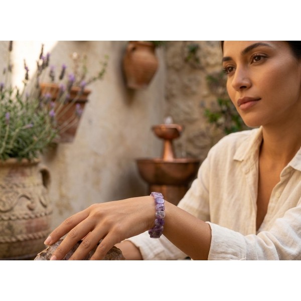 Amethyst Armband lila Natur Amethyste 165ct Stretchband