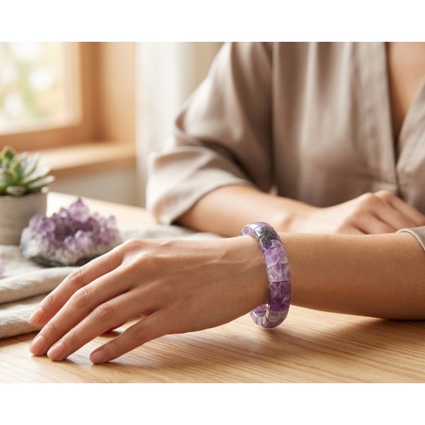 Amethyst Armband lila Natur Amethyste 210ct Stretchband