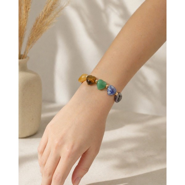Armband roter Karneol gelber Citrin grüner Aventurin blauer Lapis lila Amethyst brauner Tigerauge