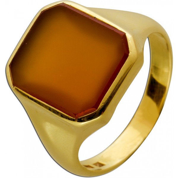 Antiker Ring Gelbgold 585 14 Karat Carneol Edelstein Vintage 1960
