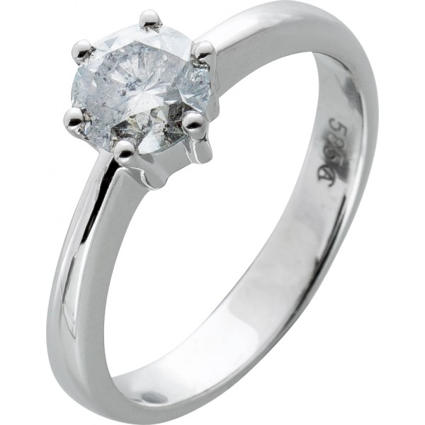 Solitär Ring Weißgold 585 14 Karat 1 Diamant Brillantschliff  1,00ct  W/Pique 2 Damenschmuck