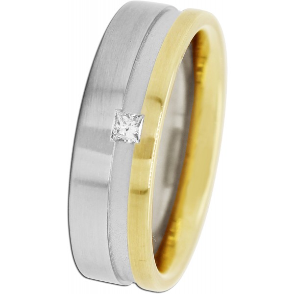 Solitär Ring Weißgold Gelbgold 585 14 Karat 1 Diamant Brillantschliff 0,05ct TW/VVS