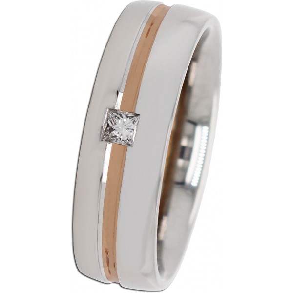 Designer Ring Platin 600 Rosegold 585 14 Karat 1 Diamant Princess Cut  0,07ct TW/VS