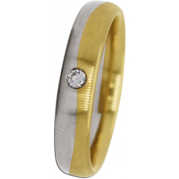 Solitär Ring Gelbgold Weißgold 585 14 Karat 1 Diamant Brillantschliff 0,04ct TW/VVSI