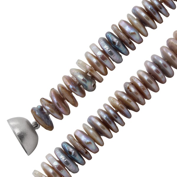 Perlenkette Japanische Biwa Perlen Firma Layser Magnet Kugelschließe SIlber 925 Perlenschmuck