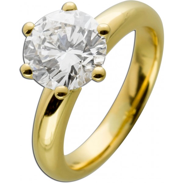 Verlobungsring Gelbgold 750 Solitär Diamant 2.69ct H  SI2  