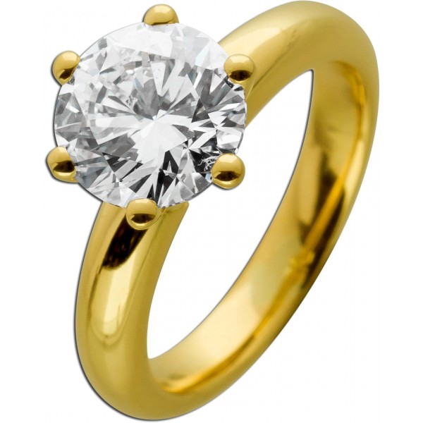 Verlobungsring Gelbgold 750 18K Solitär Diamant 2.69ct DPL Zertifikat