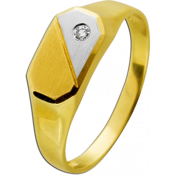 Designerring Gelbgold Weißgold 333 Solitär Diamant 0.02ct.