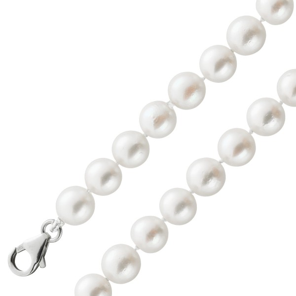 Perlenkette Japanische Akoyaperlen 7,5mm Lustre Weiß Silber 925