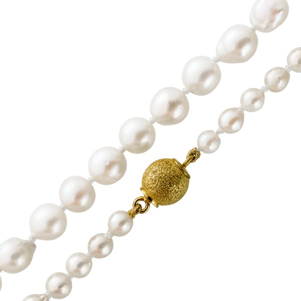 Perlenkette Japanische Akoyaperlen 3,9-8,0mm Gelbgold 333