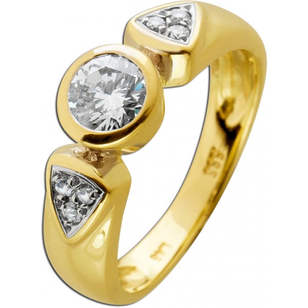 Brillantring Gelbgold Weißgold 585 Diamanten 0,60ct. Lupenrein