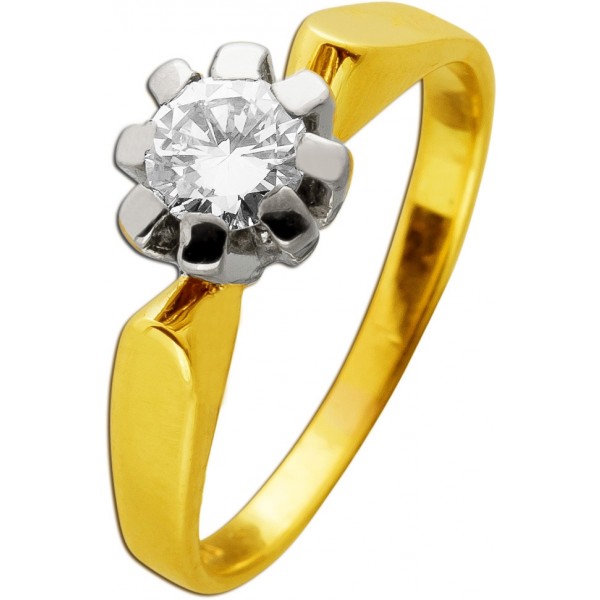 Brillantring 0,50ct Gold Weißgold 585 14K Diamant Antikschmuck