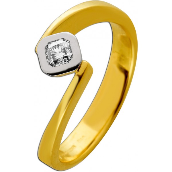 Diamantring Gold Weißgold 750 18K Solitär Diamant 0.19ct. 