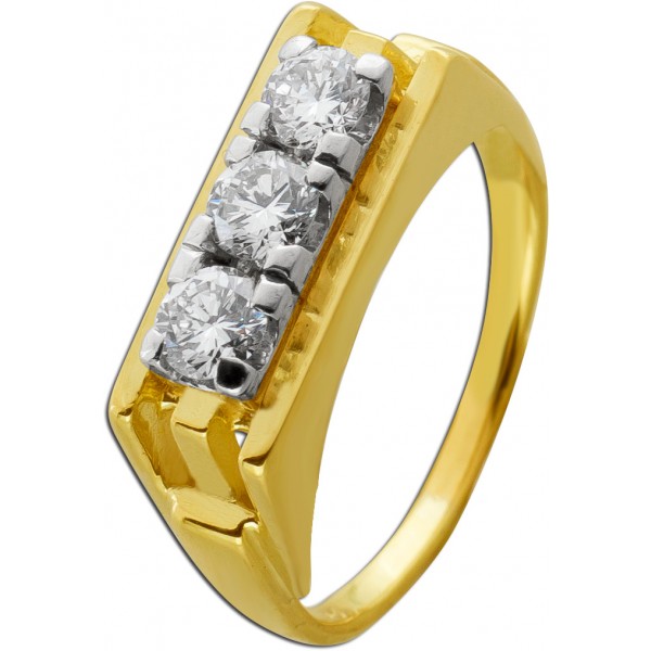 Brillantring Gelbgold Weißgold 585 Diamanten 0.60ct.TW VVS antik